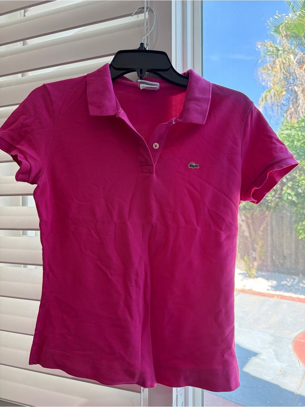 Lacoste Bright Magenta Fuchsia Piqué Short Sleeve Polo Shirt - Size 42 (US M/L)
